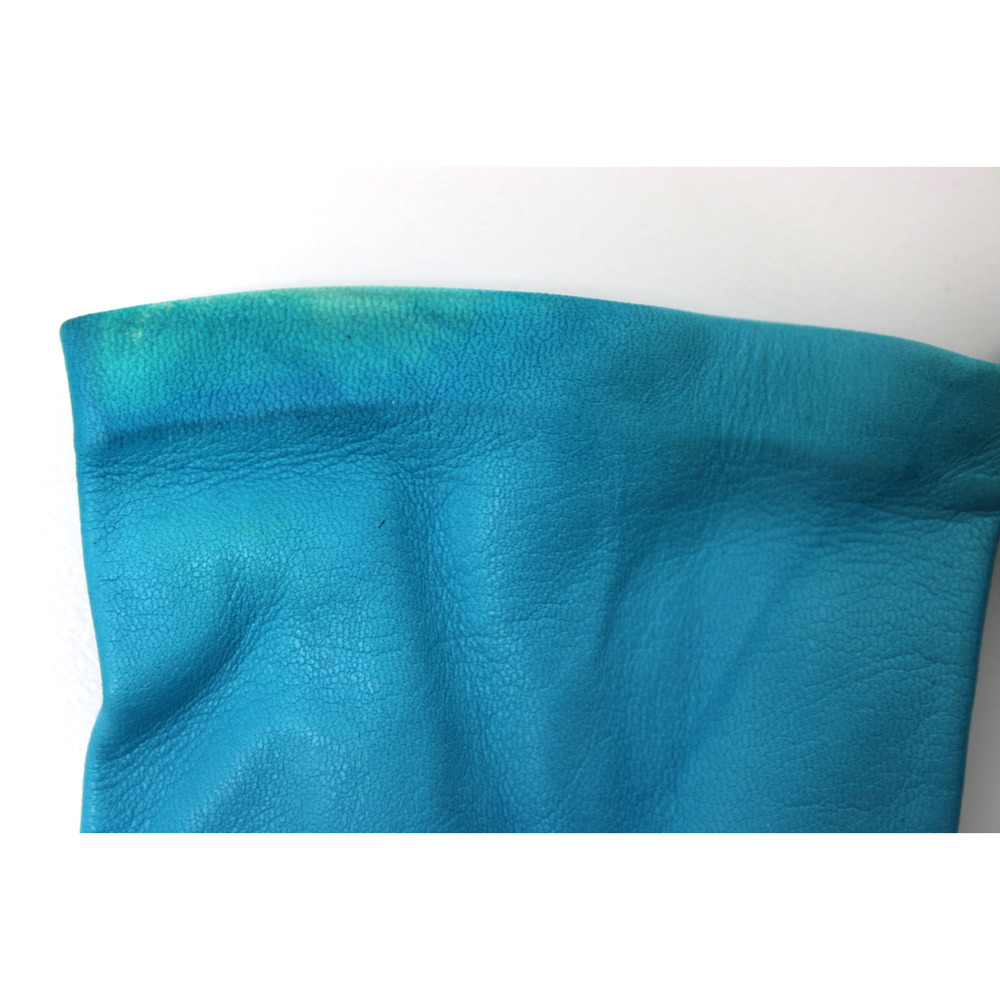 Vintage Women's Teal Turquoise Leather Gloves Size 7 Made in Italy - Picture 4 of 7